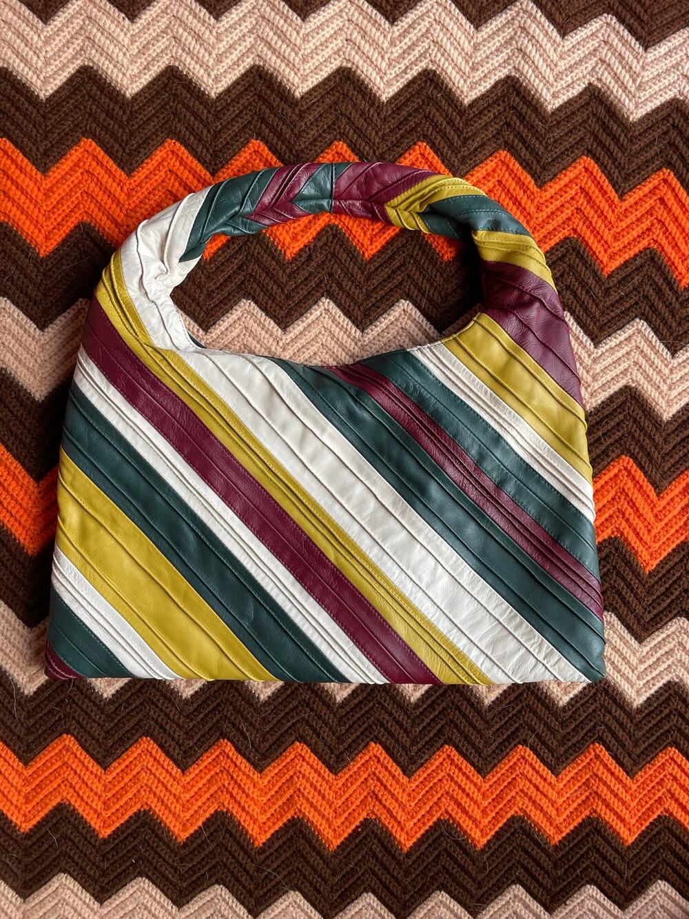 Walter Baker Dakota Rainbow Striped Leather Hobo Bag